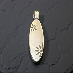 Vintage 925 Sterling, silver, surfboard pendant, Elegant Silver Floral.